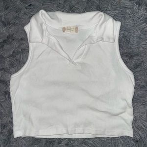 Altar’d State White Collared Cropped Tank